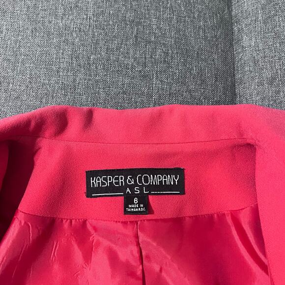 Kasper Company ASL Jacket Women 6 Red Full Zip Blazer Business Office Career - Picture 4 of 8